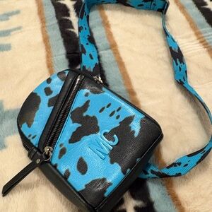 Blue and Black Leather Crossbody Bag